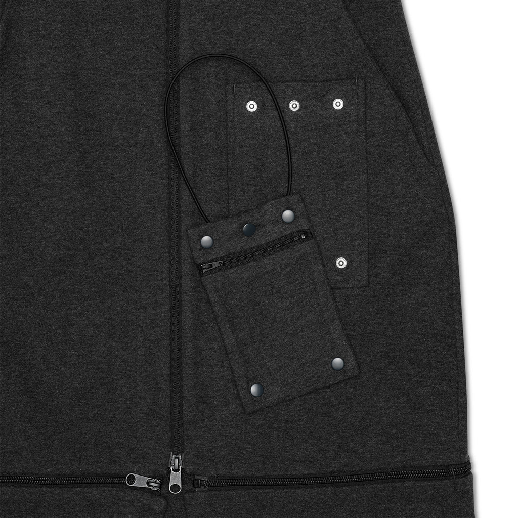 REDI Swess functional Athleisure dress in charcoal detachable pocket purse