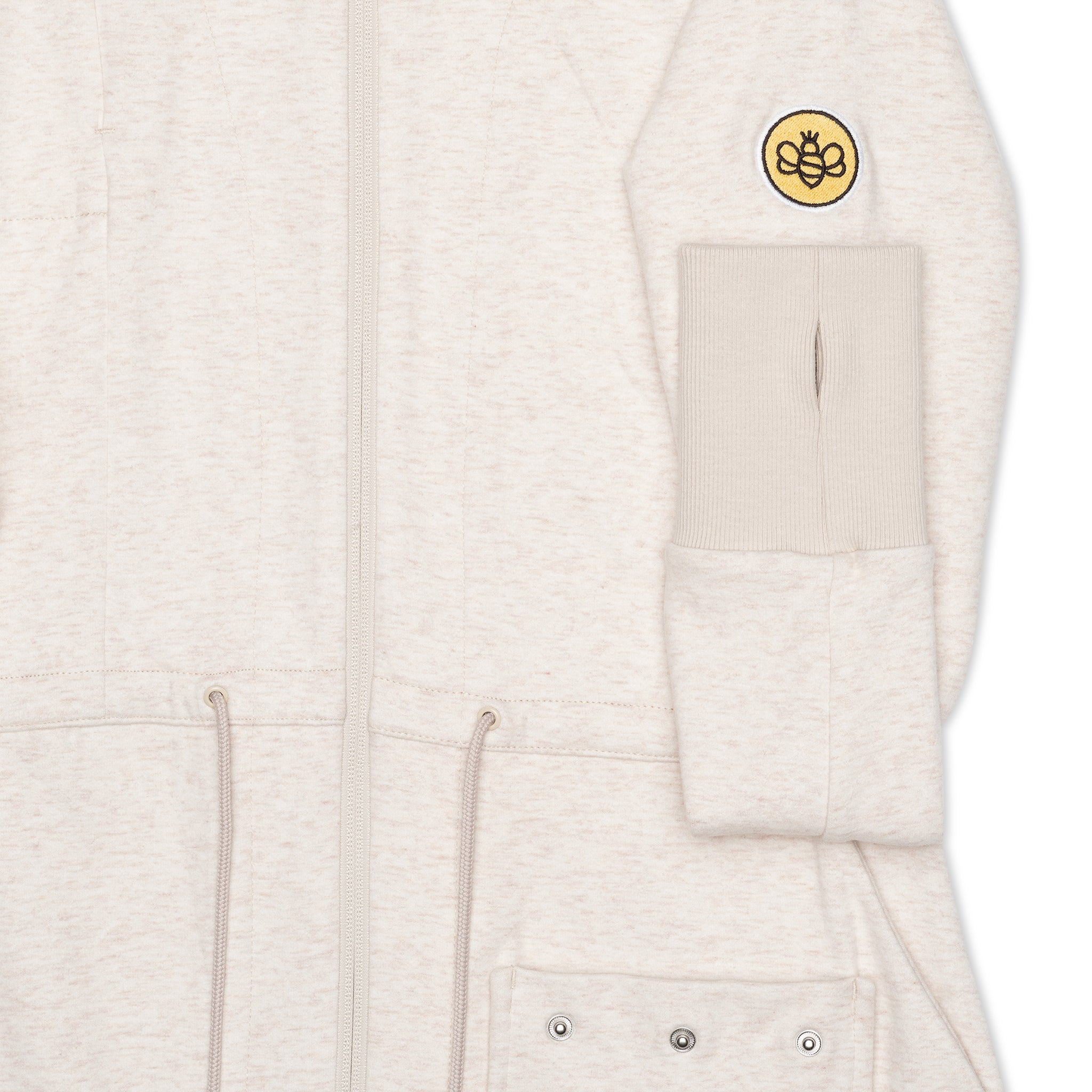 REDI Swess athleisure dress in oatmeal thumb hold sleeve detail